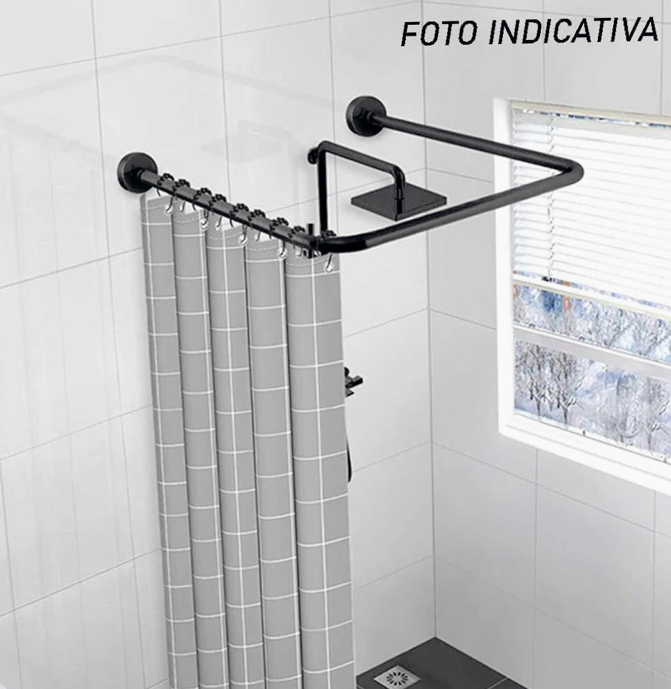 Bastone tenda doccia 80x80x80cm – a U angolare nero - ambraled