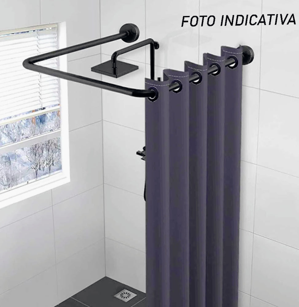 Bastone tenda doccia 80x80x80cm – a U angolare nero - ambraled