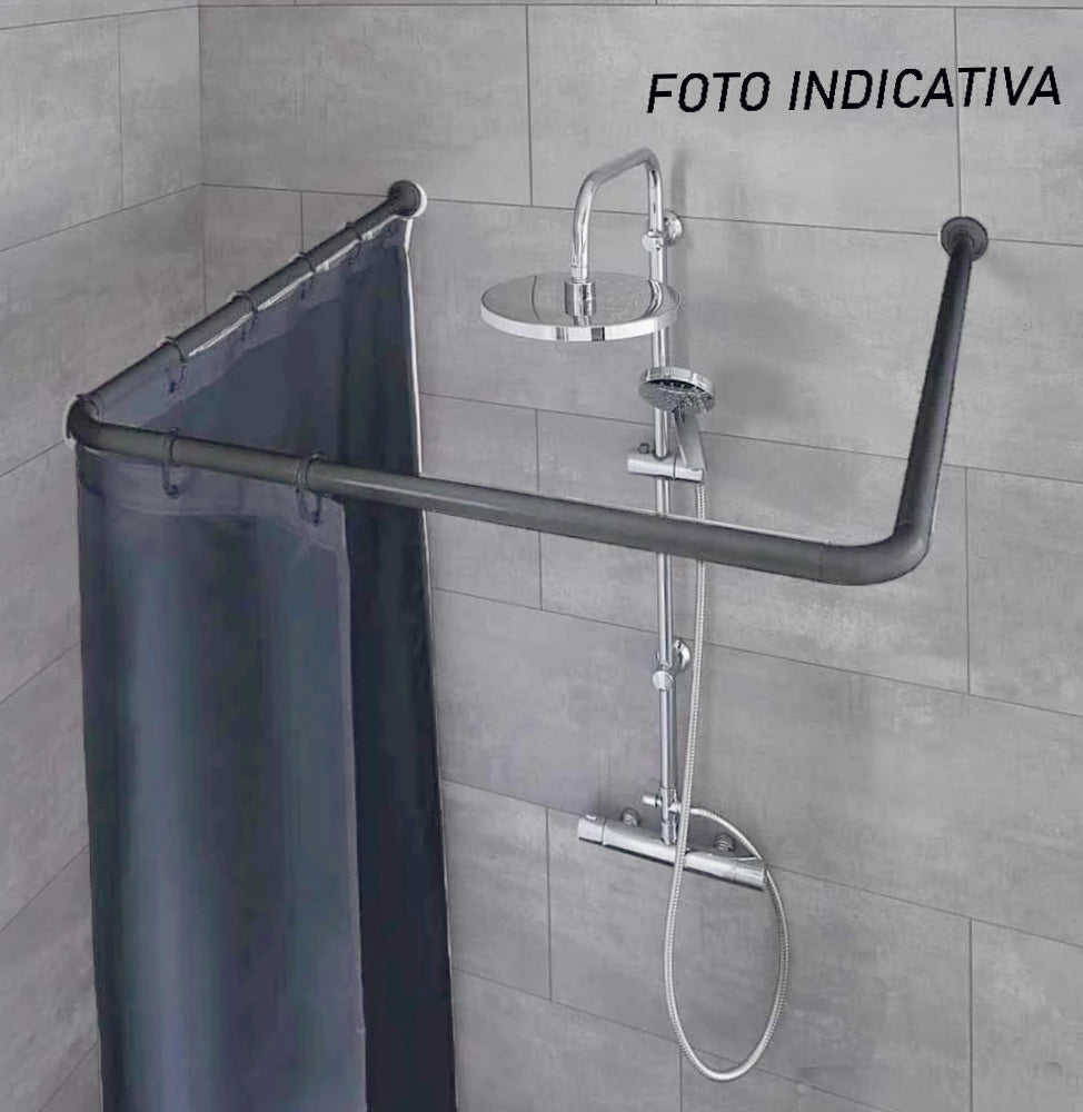 Bastone tenda doccia 80x80x80cm – a U angolare nero - ambraled