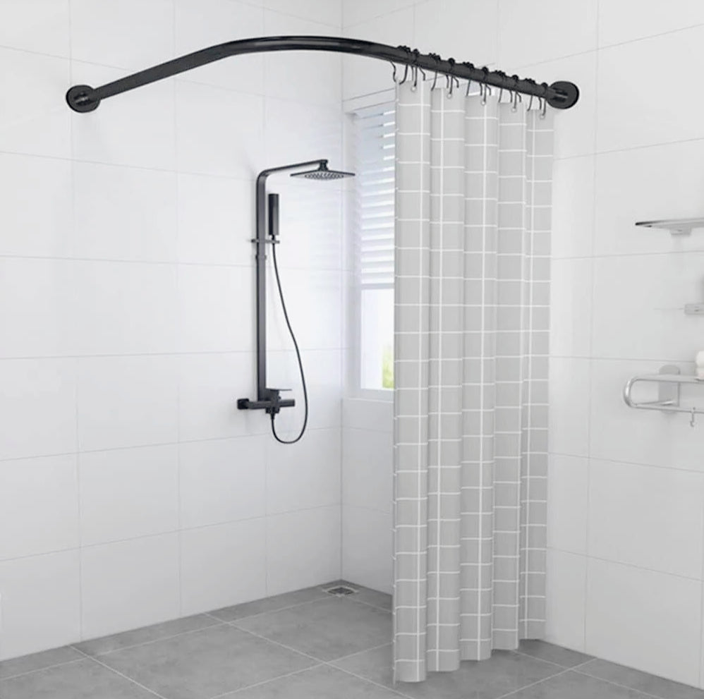 Bastone tenda doccia 90x90cm – curvo universale nero - ambraled