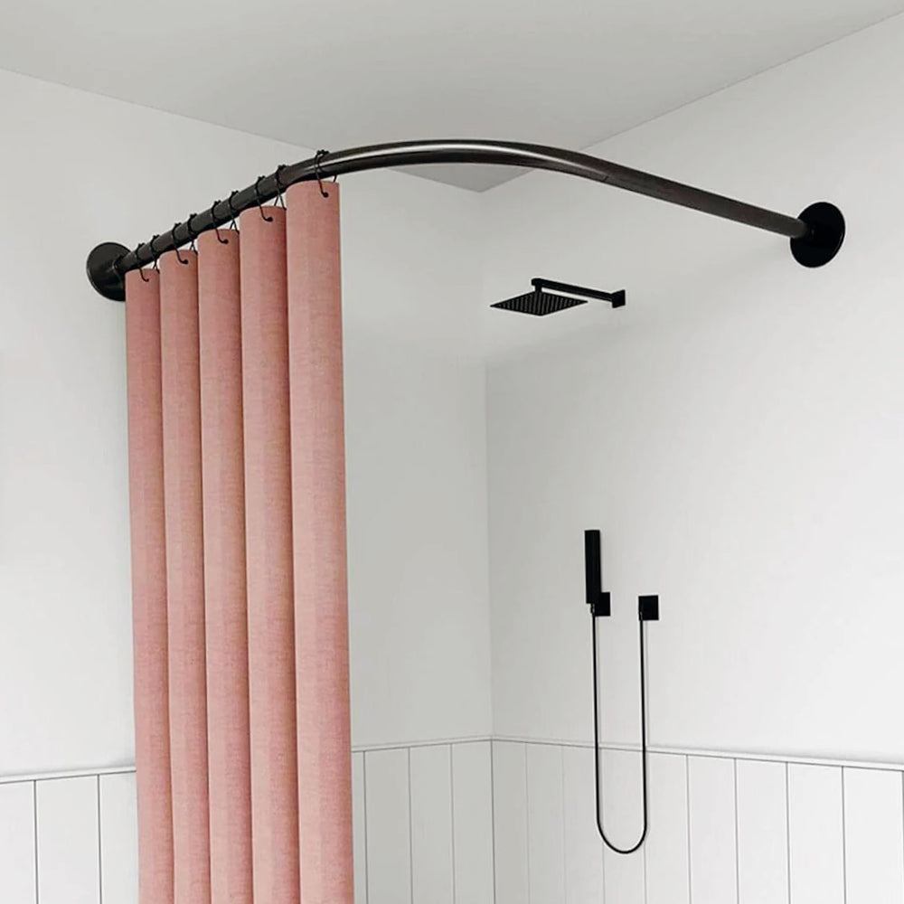 Bastone tenda doccia 90x90cm – curvo universale nero - ambraled