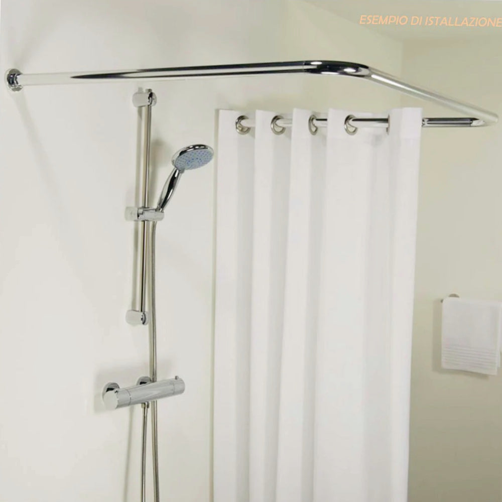 Bastone tenda doccia 80cm – regolabile lineare/angolare 3 aste - ambraled
