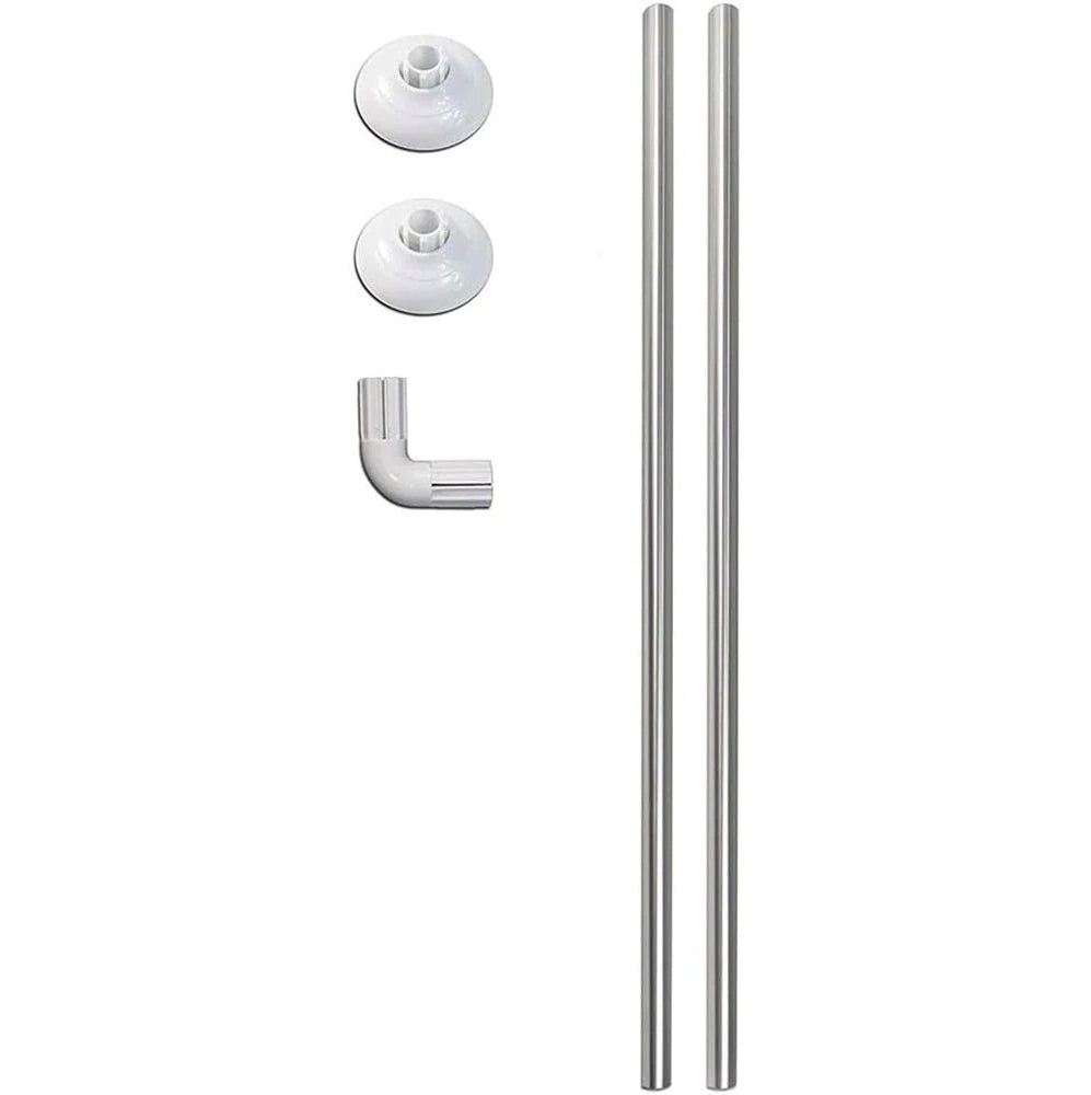 Bastone tenda doccia 80cm – angolare regolabile argento - ambraled