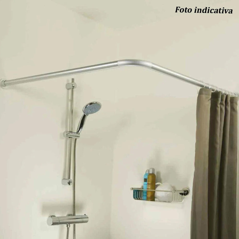 Bastone tenda doccia 80cm – angolare regolabile argento - ambraled