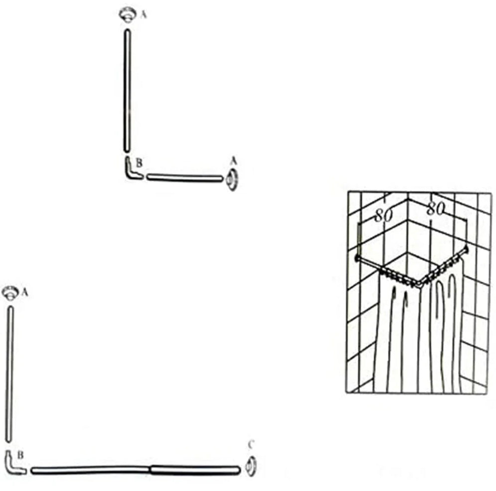 Bastone tenda doccia 80cm – angolare regolabile argento - ambraled