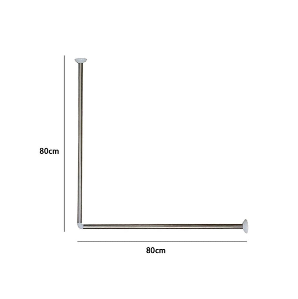 Bastone tenda doccia 80cm – angolare regolabile argento - ambraled