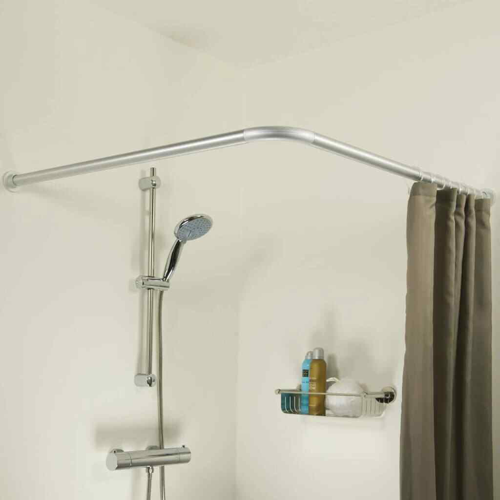 Bastone tenda doccia 90cm – angolare regolabile argento/bianco - ambraled
