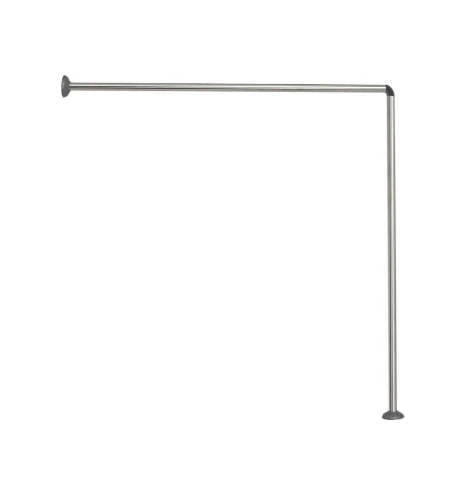 Bastone tenda doccia 90cm – angolare regolabile argento/bianco - ambraled