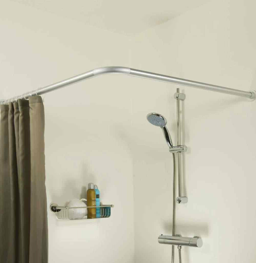 Bastone tenda doccia 90cm – angolare regolabile argento/bianco - ambraled
