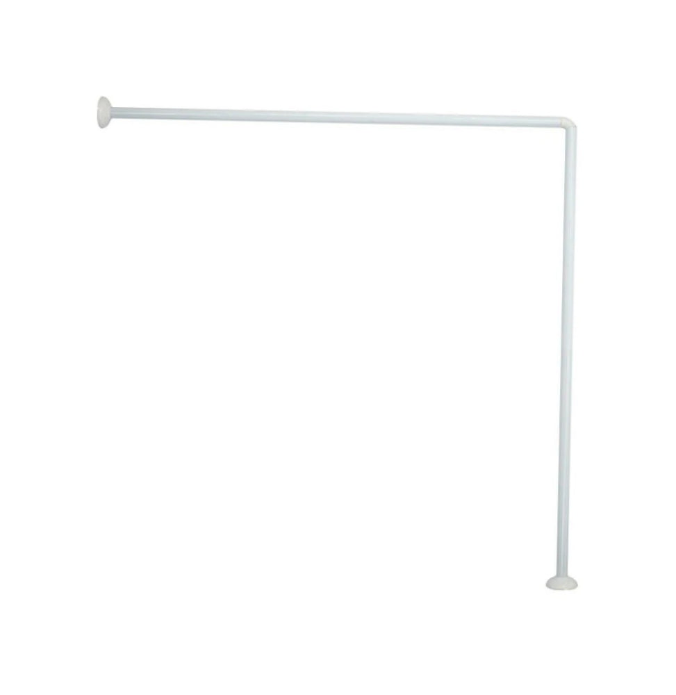Bastone tenda doccia 90cm – angolare regolabile argento/bianco - ambraled