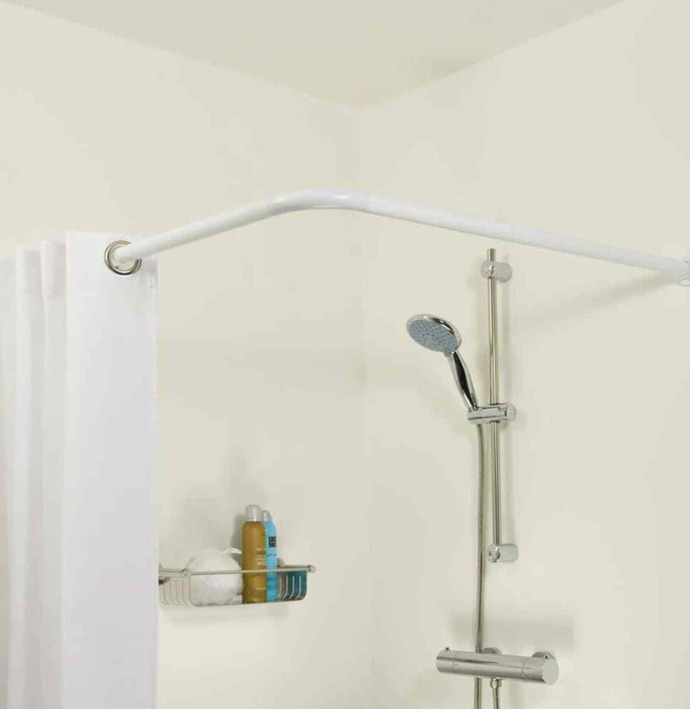 Bastone tenda doccia 90cm – angolare regolabile argento/bianco - ambraled