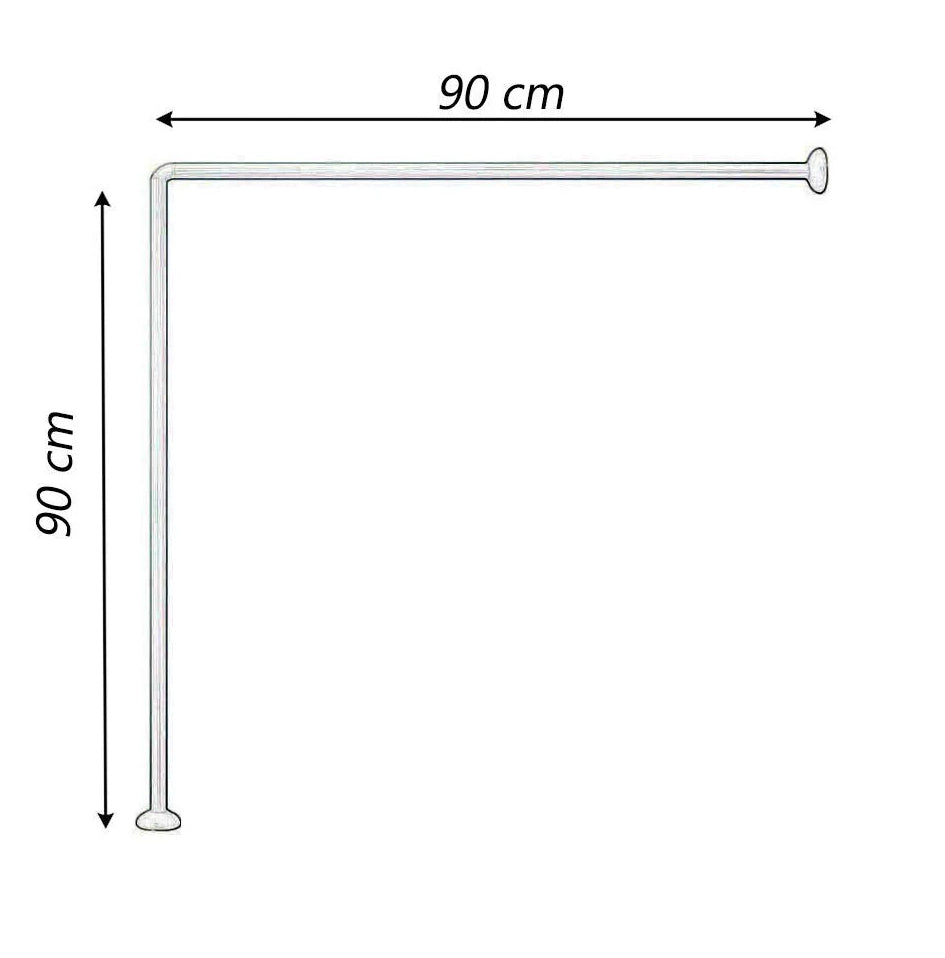 Bastone tenda doccia 90cm – angolare regolabile argento/bianco - ambraled