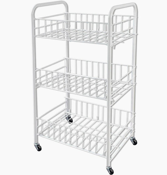 Carrello metallo bagno 3 ripiani con ruote – portaoggetti - ambraled