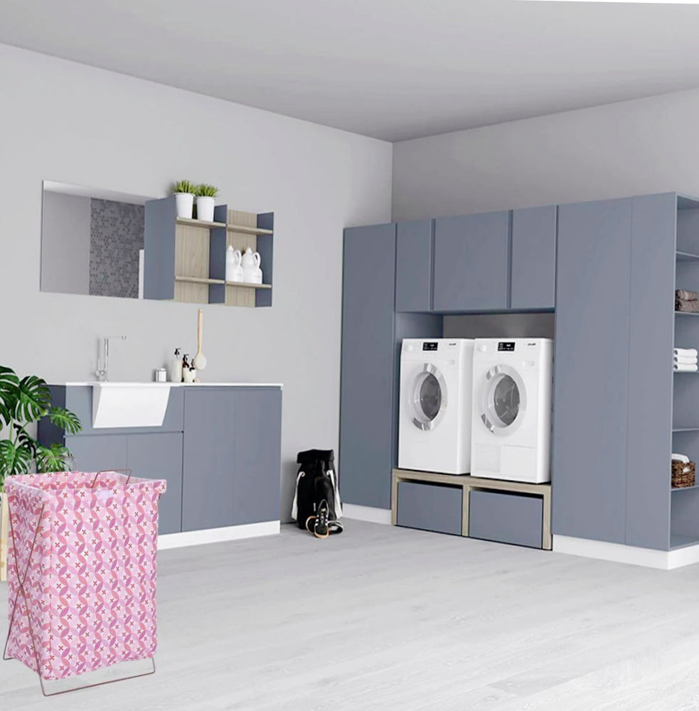 Cesto porta biancheria 55x35x25cm – pieghevole, sacca richiudibile - ambraled