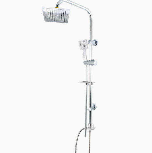 Colonna doccia saliscendi – soffione quadrato e portasapone moderno - ambraled