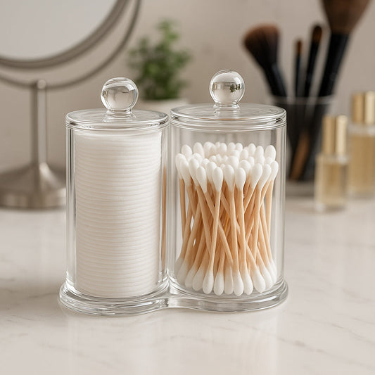Contenitore porta cotton fioc make up organizer 2 cilindri da bagno - ambraled