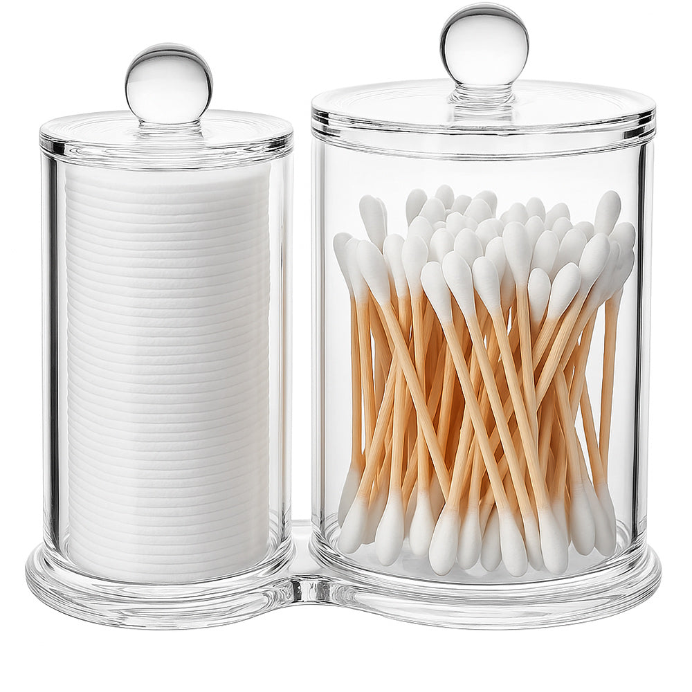 Contenitore porta cotton fioc make up organizer 2 cilindri da bagno - ambraled