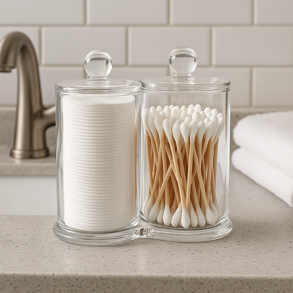 Contenitore porta cotton fioc make up organizer 2 cilindri da bagno - ambraled