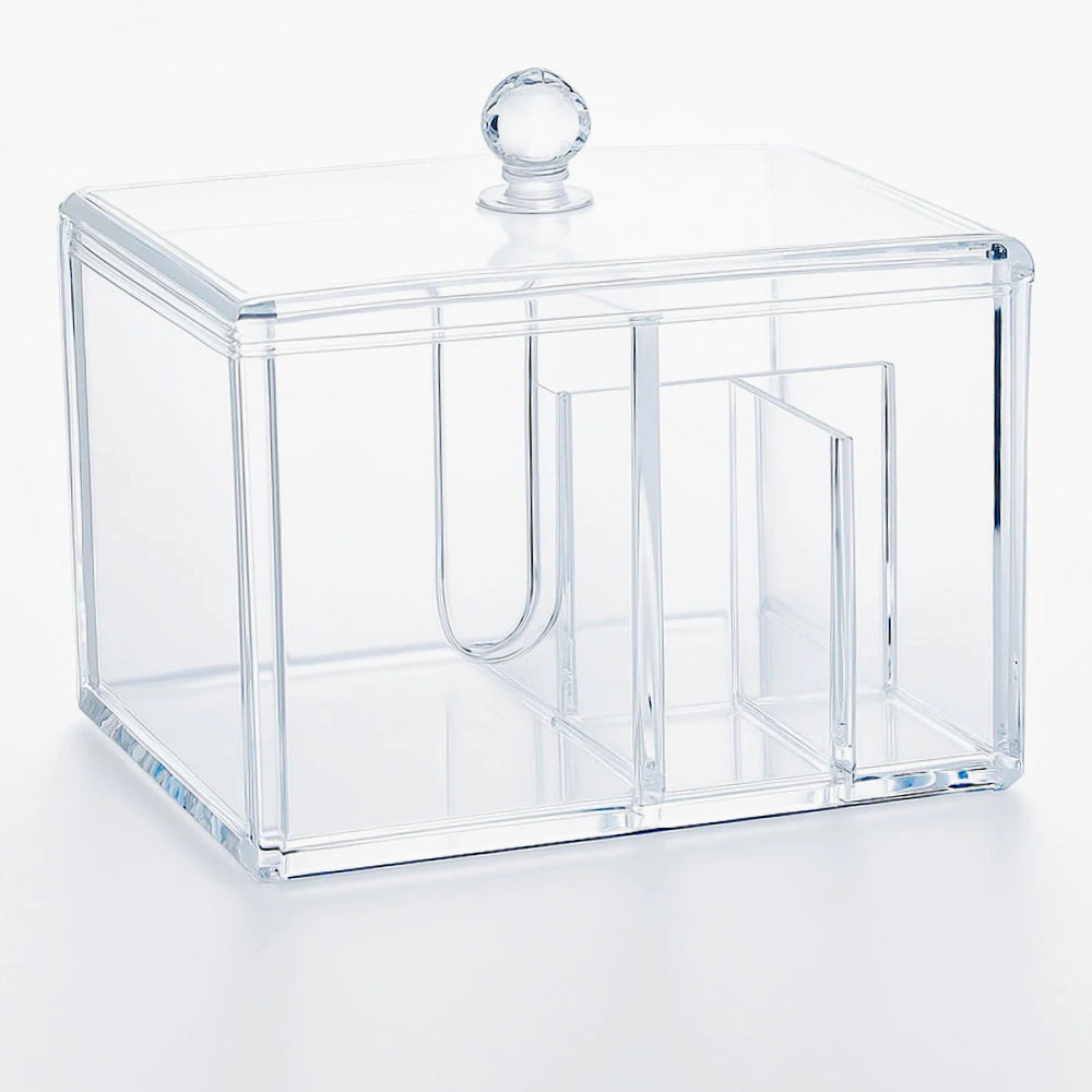 Contenitore porta cotton fioc – make up organizer con coperchio e foro - ambraled