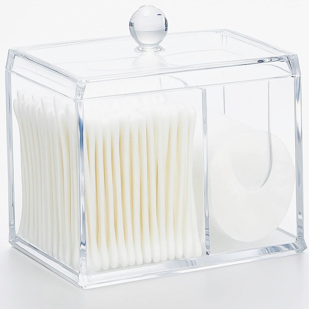 Contenitore porta cotton fioc – make up organizer con coperchio e foro - ambraled