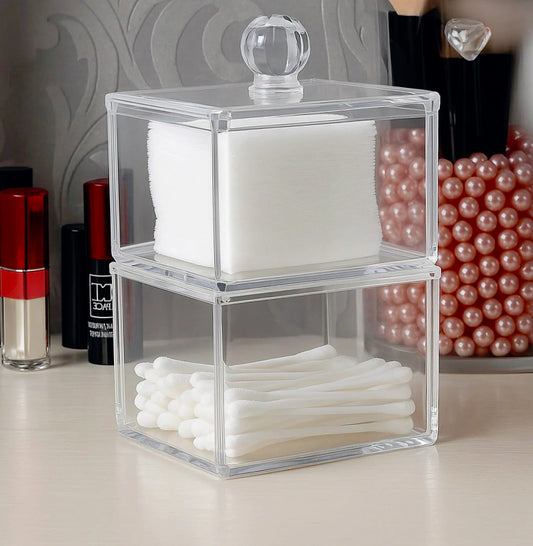 Contenitore porta cotton fioc – makeup & gioielli, 2 ripiani - ambraled