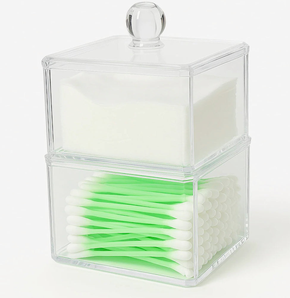 Contenitore porta cotton fioc – makeup & gioielli, 2 ripiani - ambraled