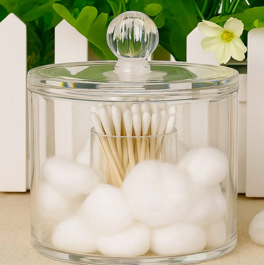 Contenitore porta cotton fioc – organizer 2 scomparti per bagno - ambraled