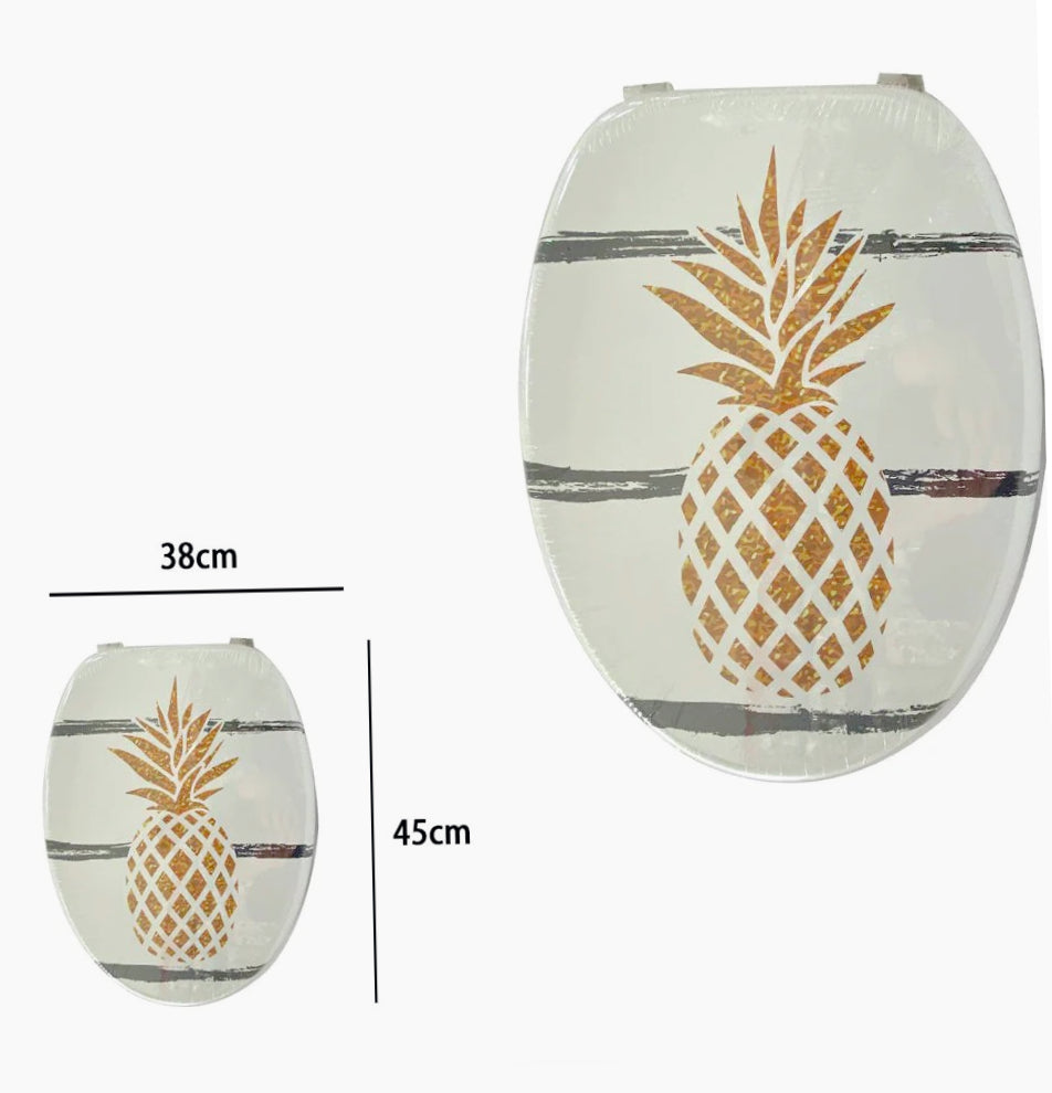 Copriwater MDF serigrafato – stampa ananas, cerniere in acciaio - ambraled