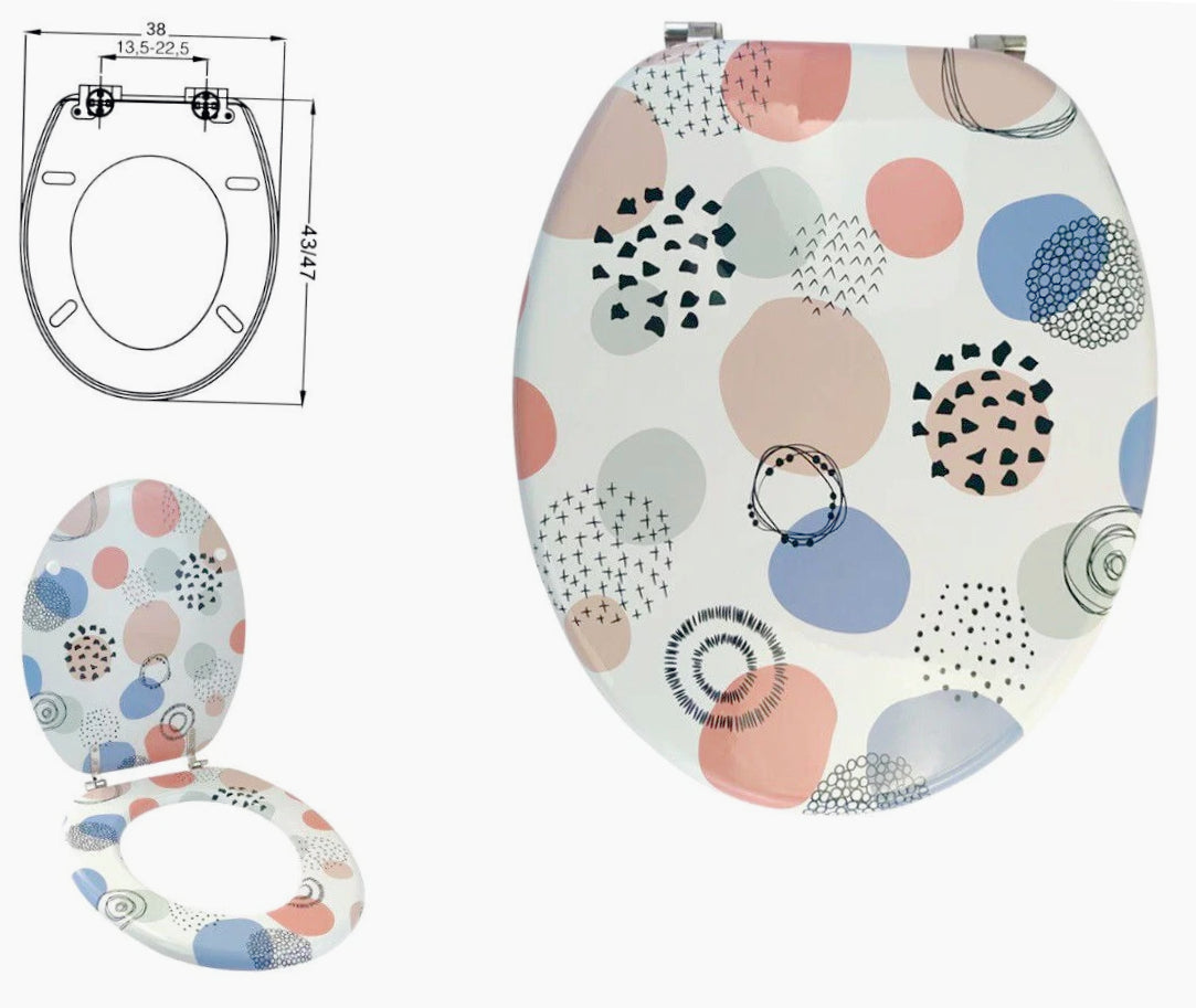Copriwater MDF serigrafato – stampa colorata multicolore, cerniere in acciaio - ambraled