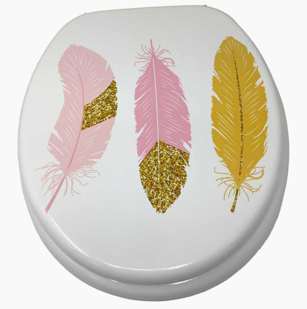 Copriwater MDF serigrafato – stampa fiori rosa, cerniere in acciaio - ambraled