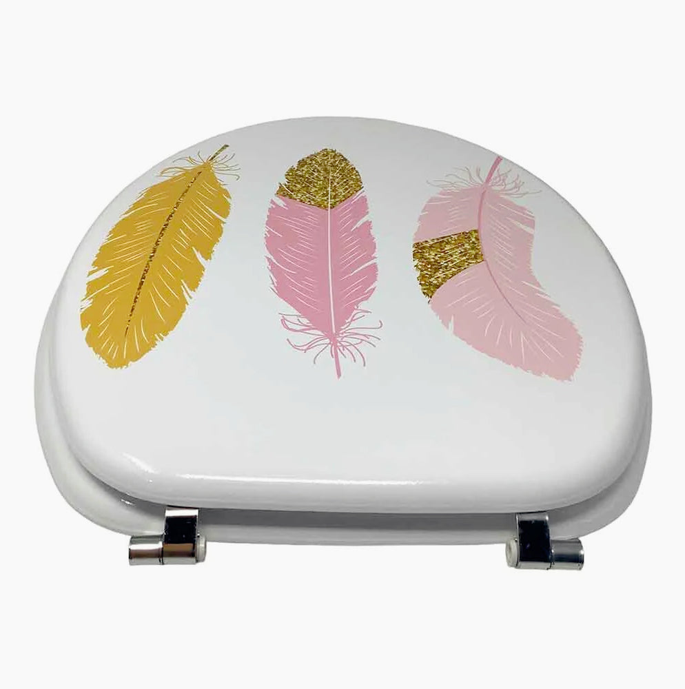 Copriwater MDF serigrafato – stampa fiori rosa, cerniere in acciaio - ambraled