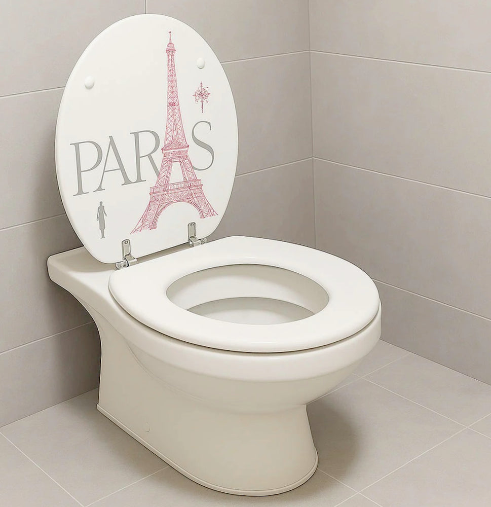 Copriwater MDF serigrafato – stampa Torre Eiffel, cerniere - ambraled