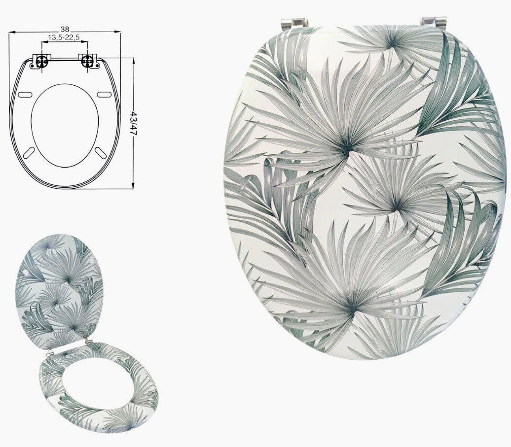 Copriwater MDF serigrafato – stampa tropicale, cerniere in acciaio - ambraled