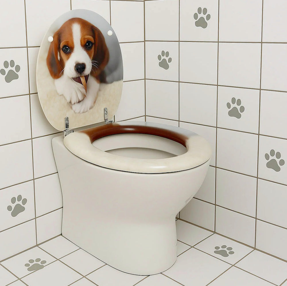 Copriwater universale MDF – cerniere, tema Beagle - ambraled