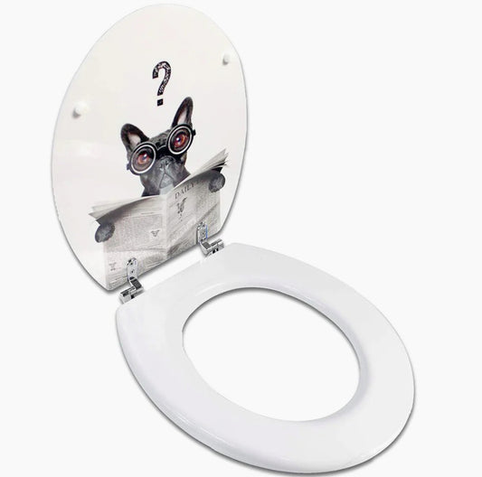 Copriwater universale MDF – cerniere, tema cane con occhiali - ambraled
