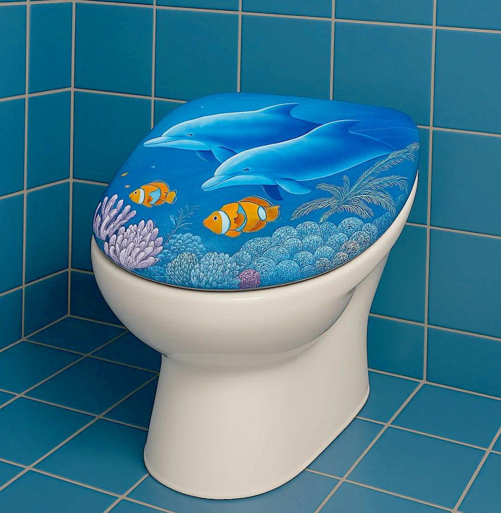 Copriwater universale MDF – cerniere, tema delfini - ambraled