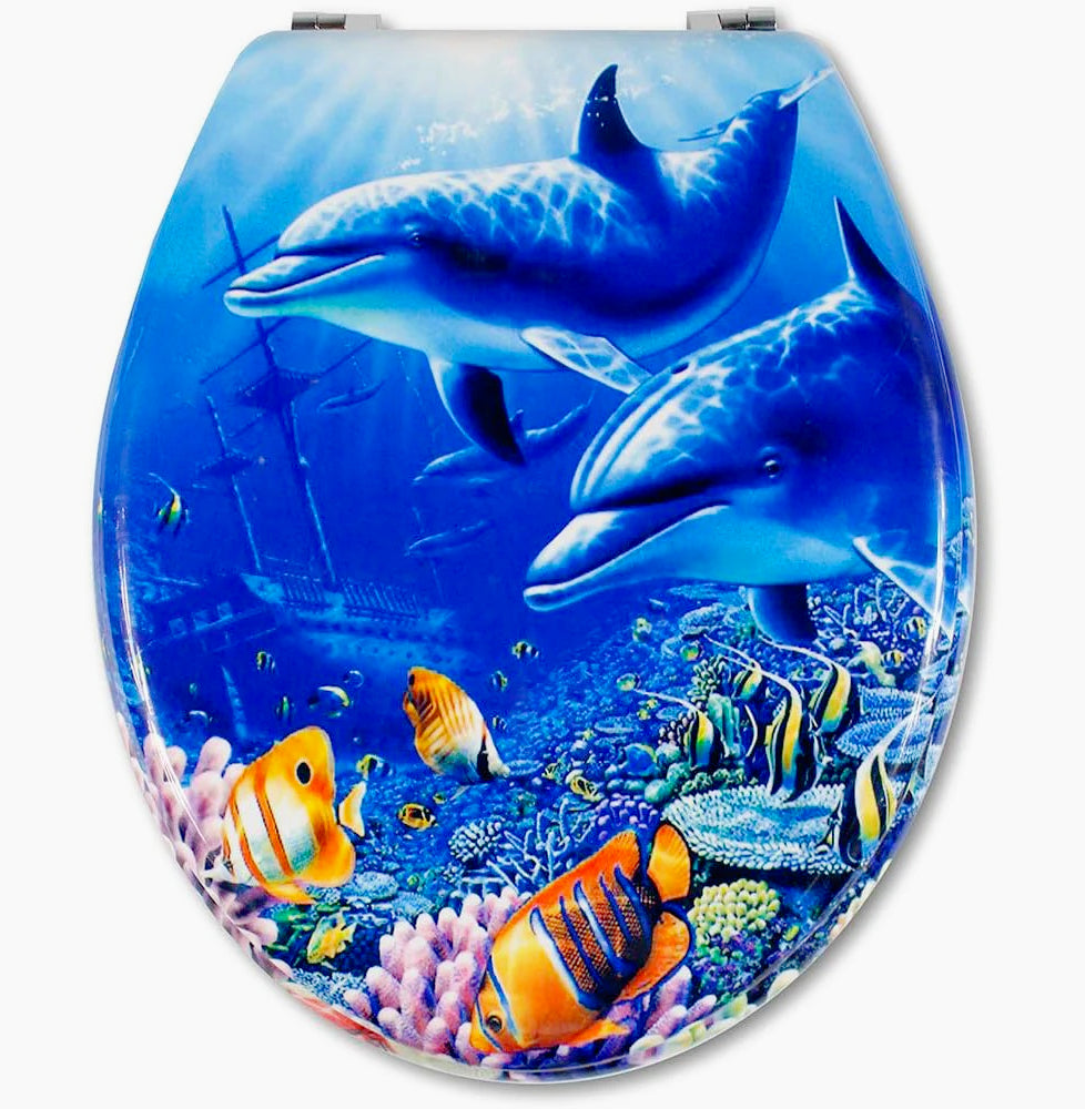 Copriwater universale MDF – cerniere, tema delfini - ambraled