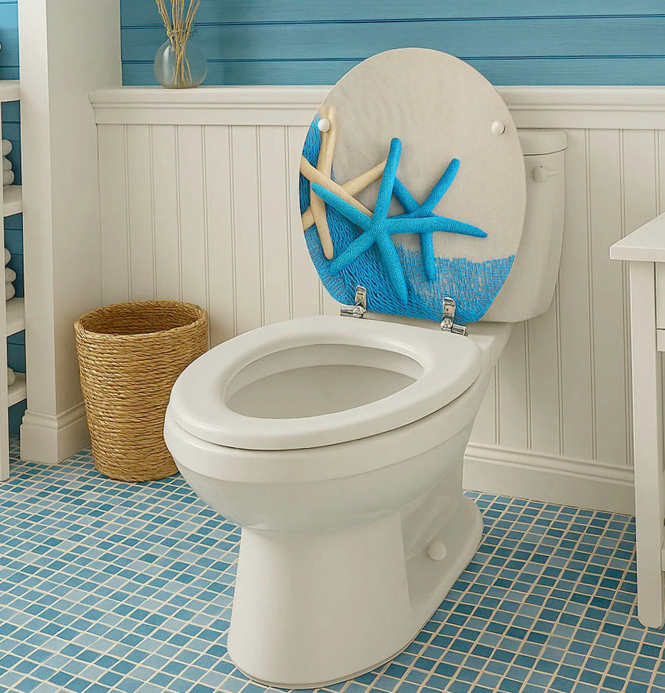 Copriwater universale MDF – cerniere, tema stelle blu - ambraled
