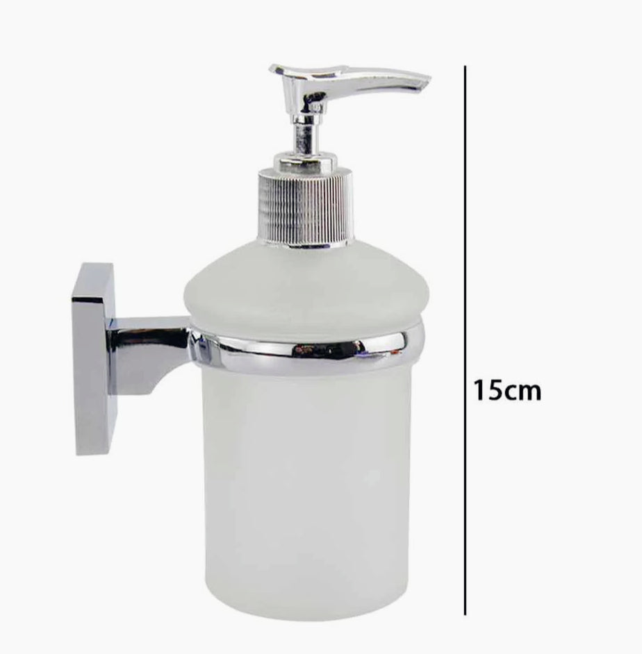 Dispenser sapone – acciaio e vetro satinato, con/senza viti - ambraled