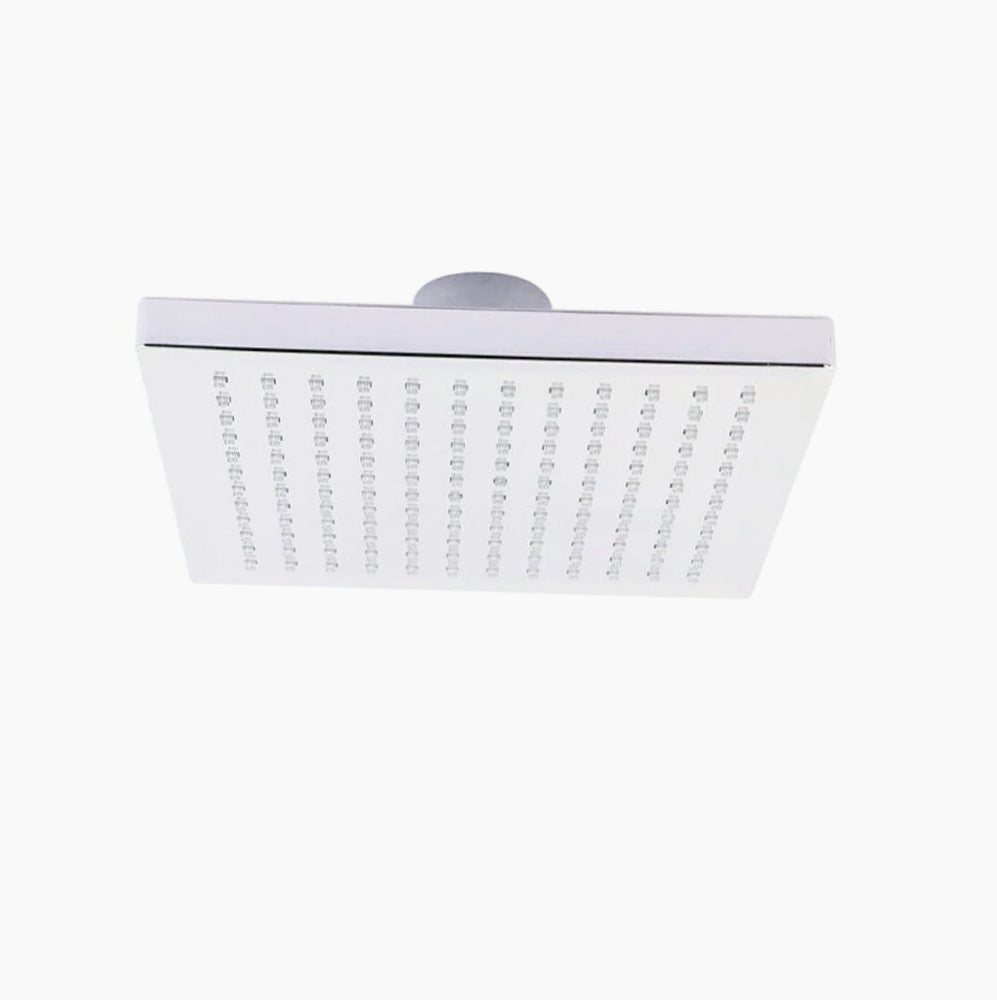 Soffione doccia 20x20 cm LED RGB per cromoterapia, argento - ambraled
