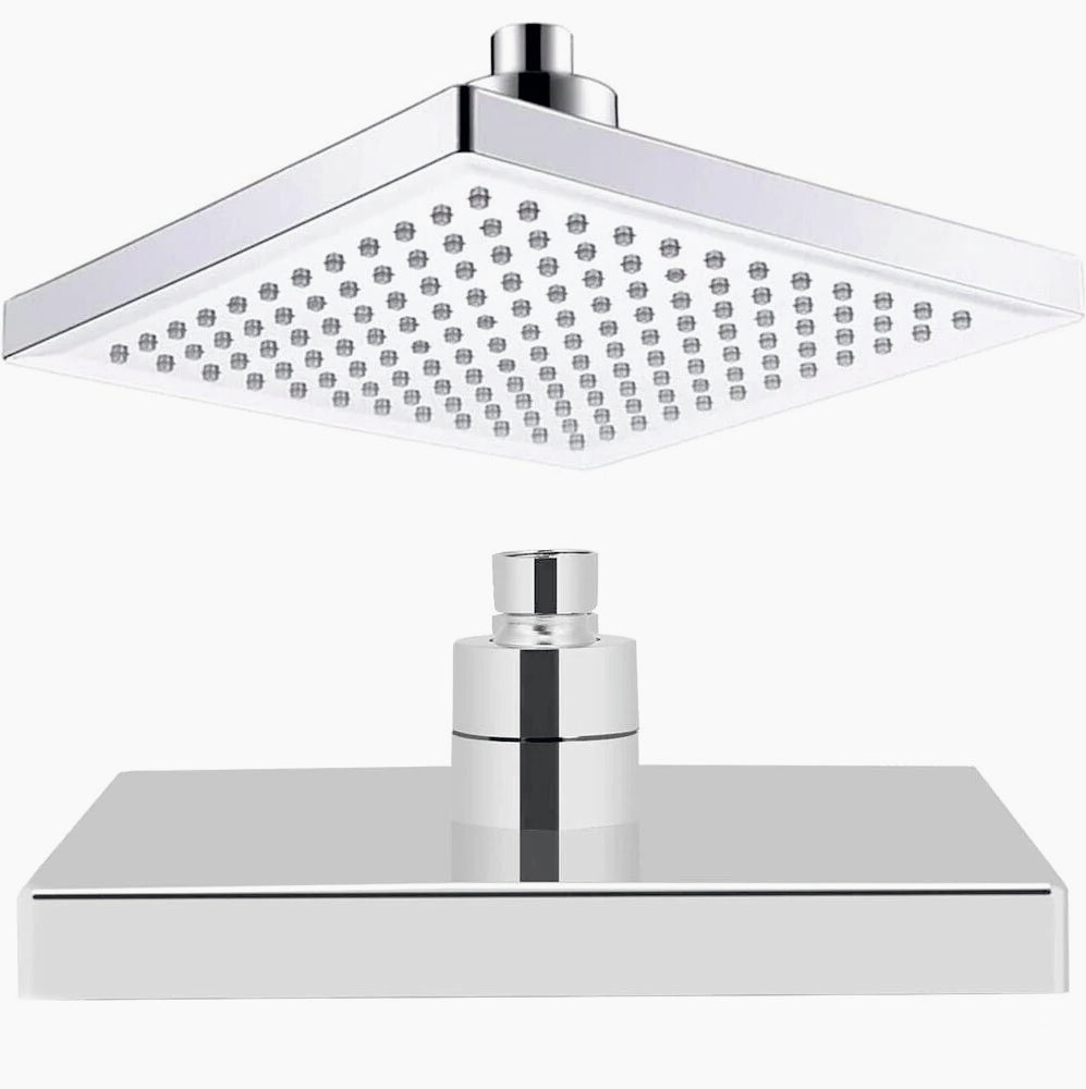 Soffione doccia 20x20 cm LED RGB per cromoterapia, argento - ambraled