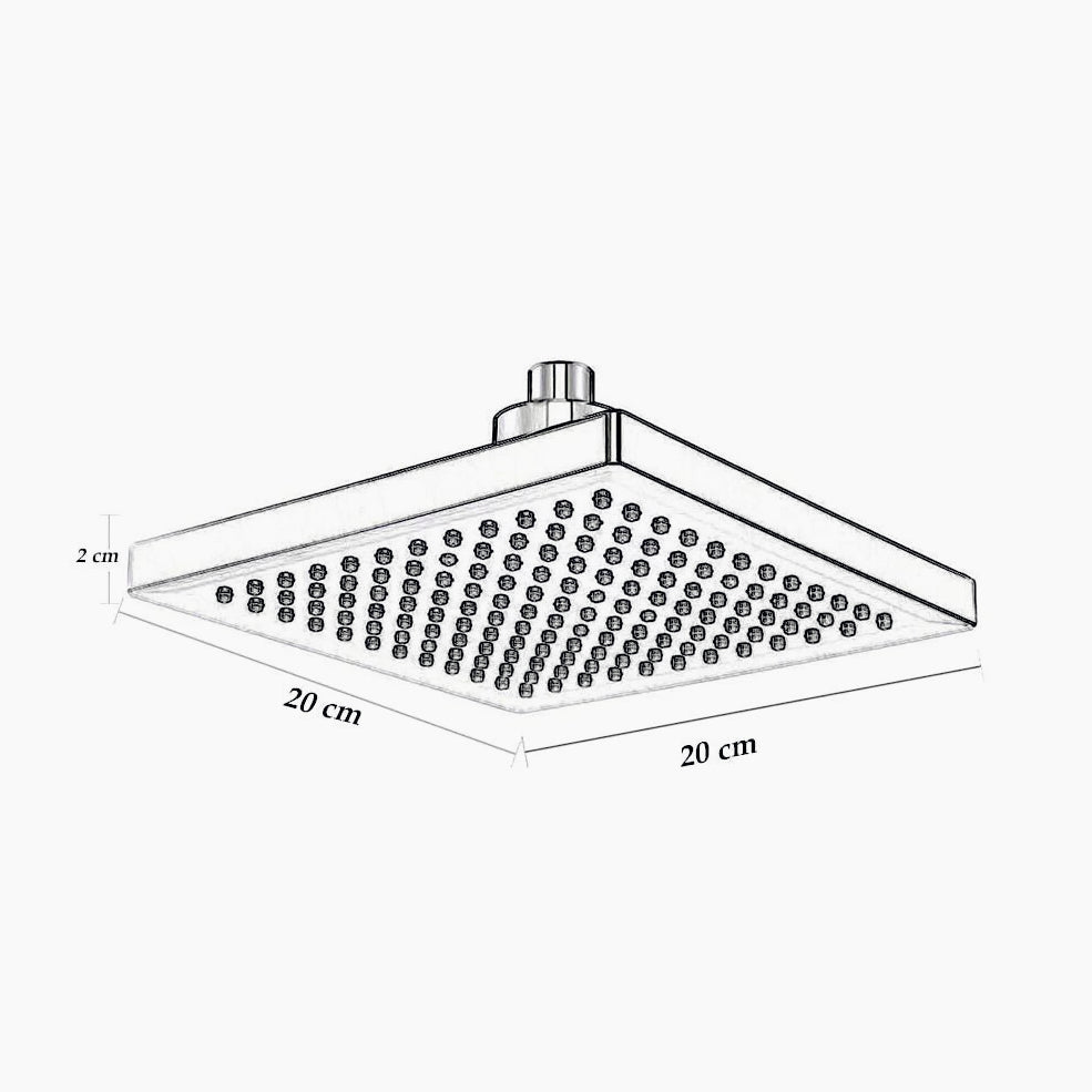 Soffione doccia 20x20 cm LED RGB per cromoterapia, argento - ambraled