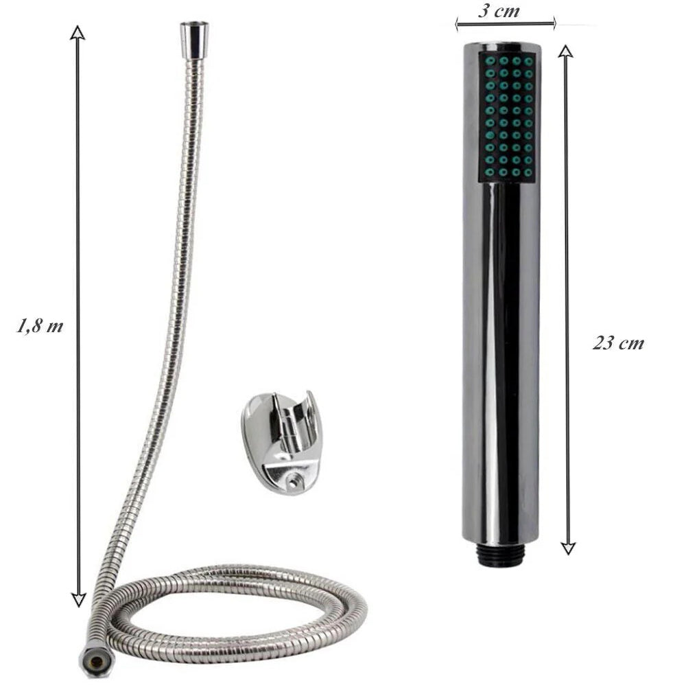 Soffione doccia con tubo flessibile 1,8 m e supporto a muro - ambraled