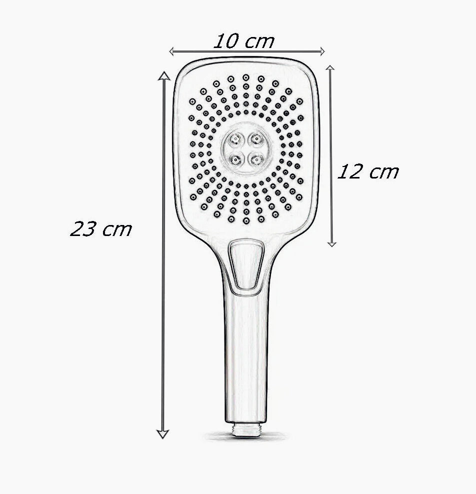 Soffione doccia multigetto in ABS nero – Effetto pioggia e filtro anticalcare, attacco 1/2' - ambraled