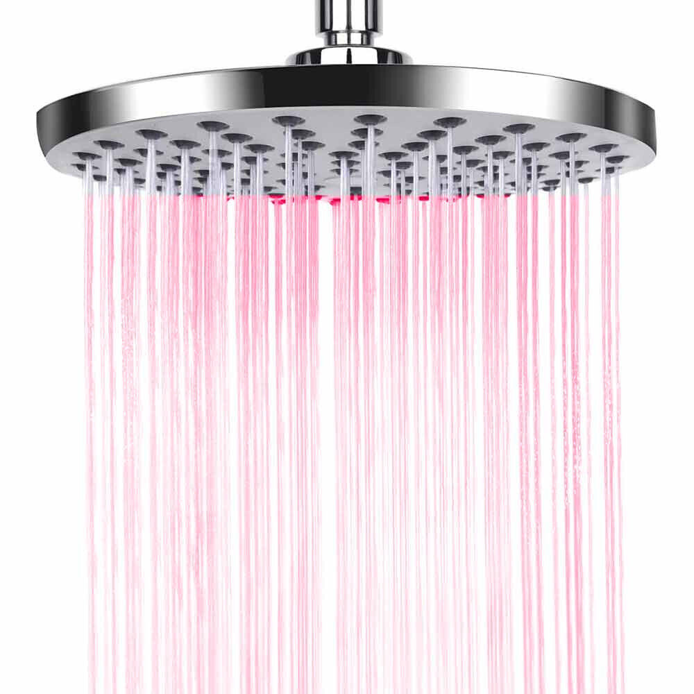 Soffione doccia rotondo Ø20 cm LED RGB per cromoterapia, argento - ambraled