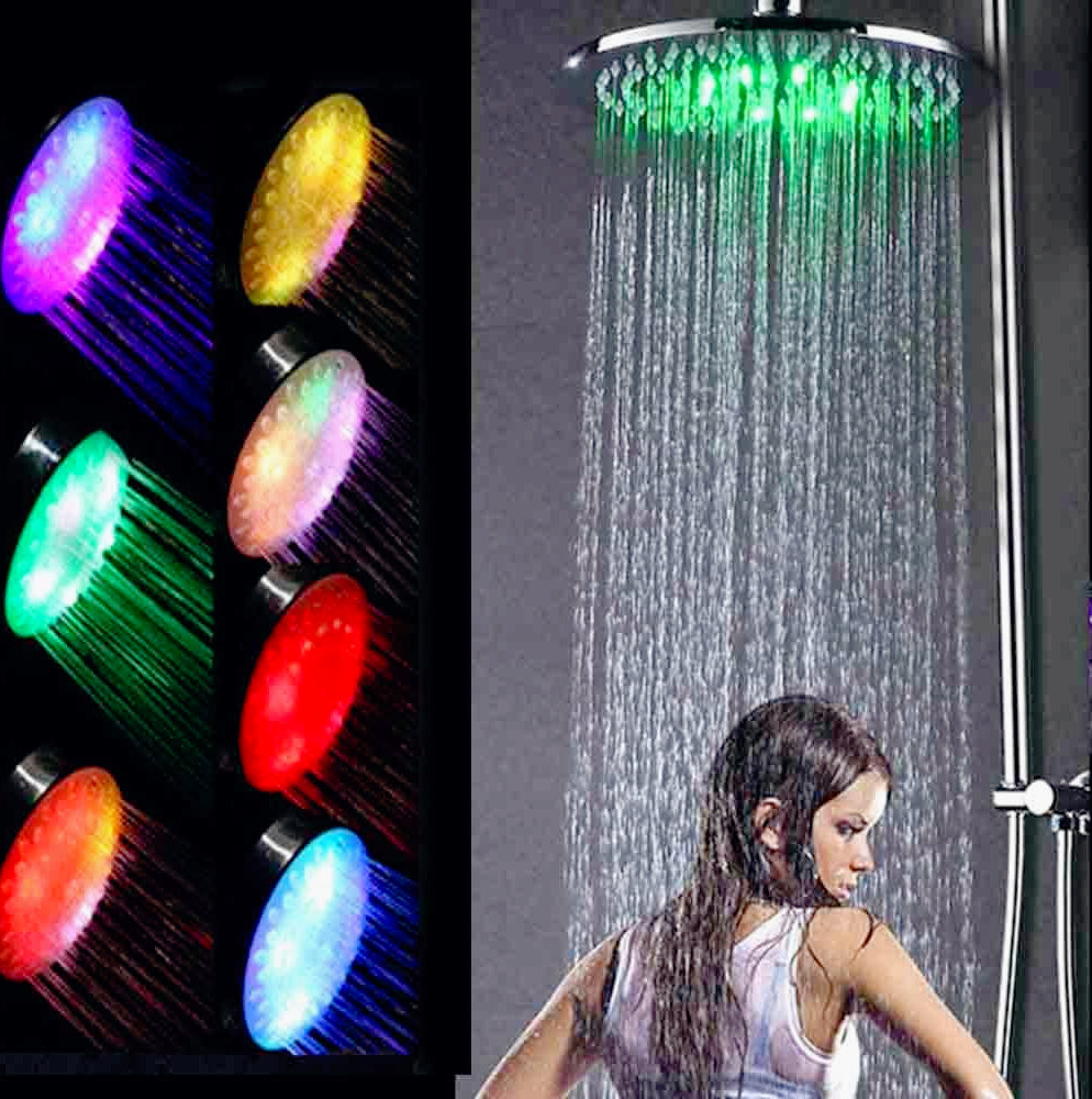 Soffione doccia rotondo Ø22 cm LED RGB per cromoterapia - ambraled