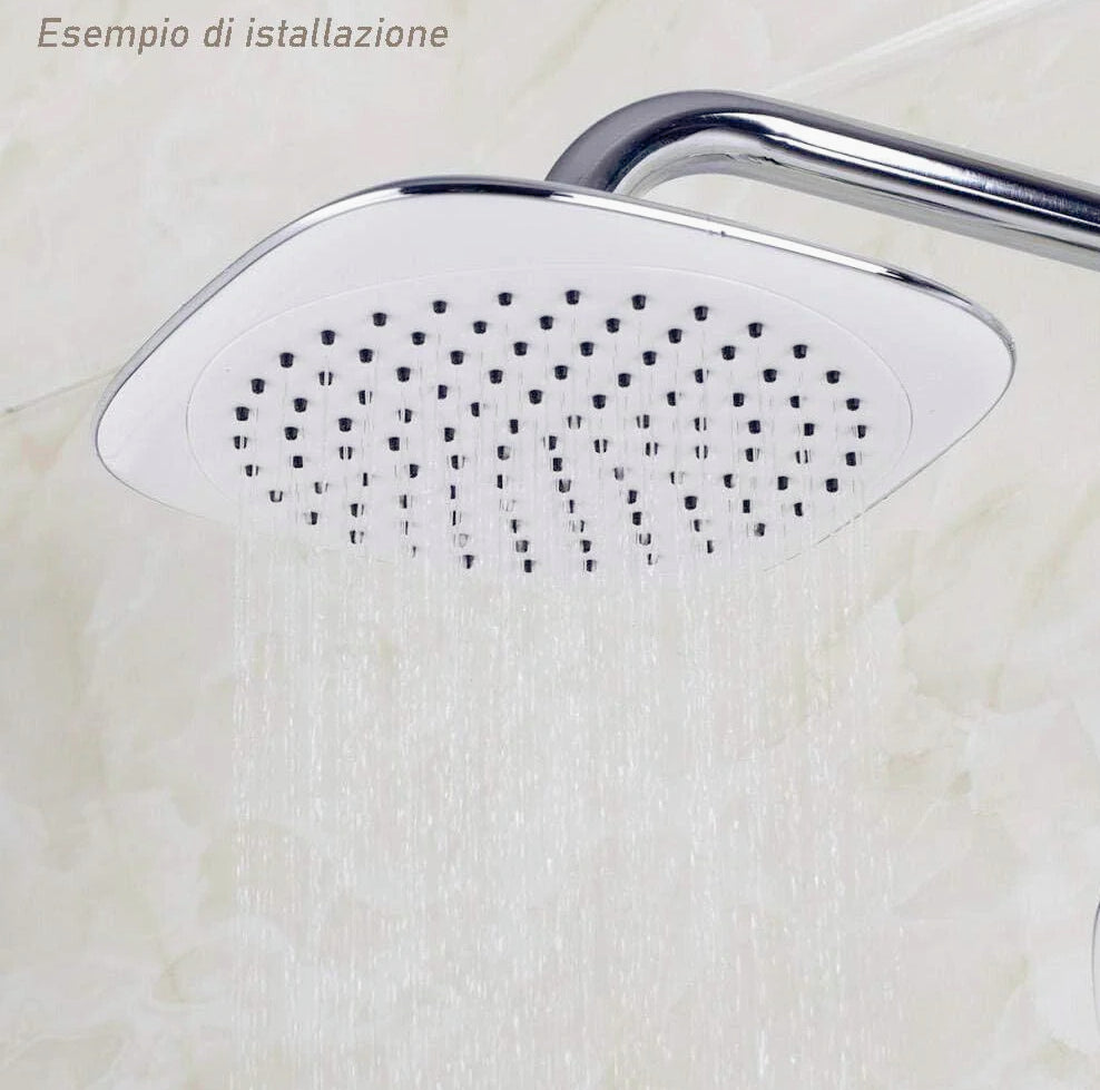 Soffione per doccia quadrato 20x20 cm in ABS – Effetto pioggia - ambraled