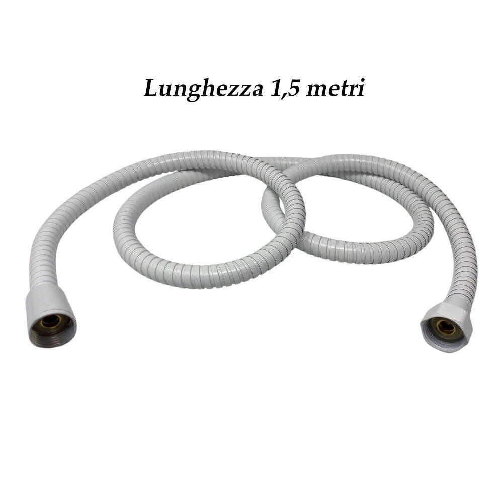 Laccio doccia flessibile bianco o nero – 150 cm, attacco ½", facile da installare - ambraled