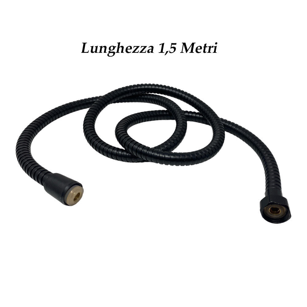 Laccio doccia flessibile bianco o nero – 150 cm, attacco ½", facile da installare - ambraled