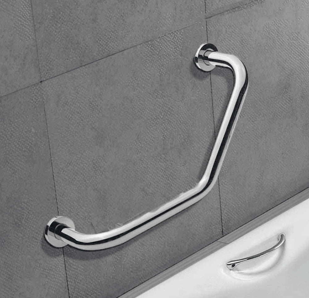 Maniglione angolare bagno – metallo cromato da parete - ambraled
